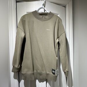 Roots high crew neck sweater. Green. XS , oversized